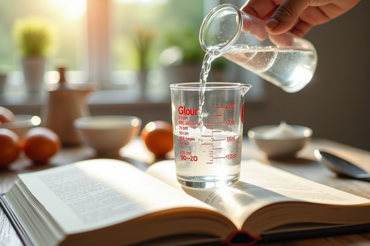 Livre de recettes ouvert avec un verre d