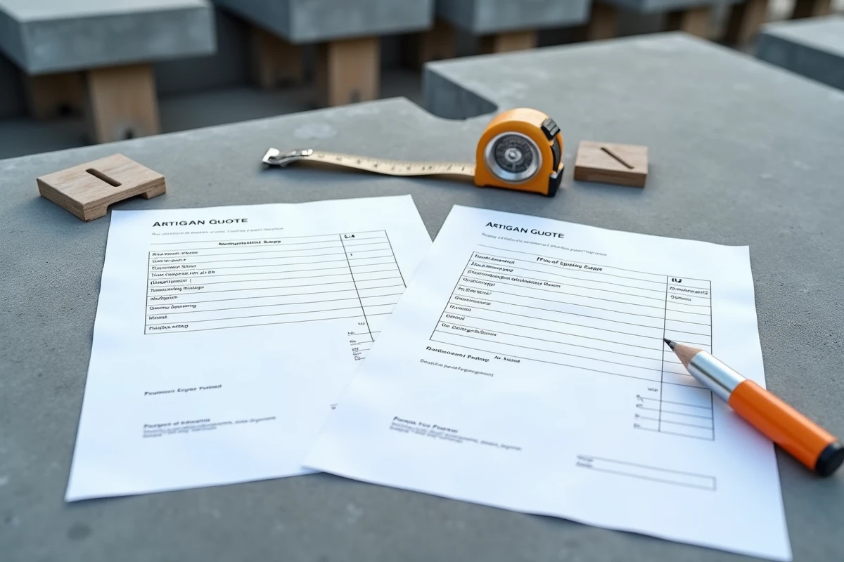 Devis artisan pour dalle sur plot avec prix au m2 posés sur un chantier de terrasse