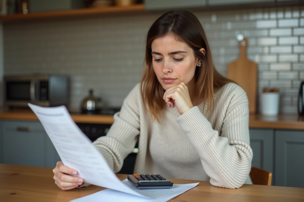 Femme examinant une facture d