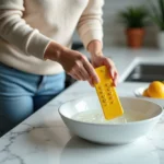 Femme nettoyant un remontoir en plastique dans l'évier