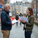 Homme d'âge moyen avec documents urbains en main