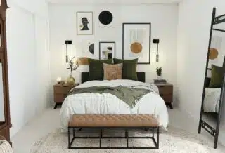 white and black bed linen