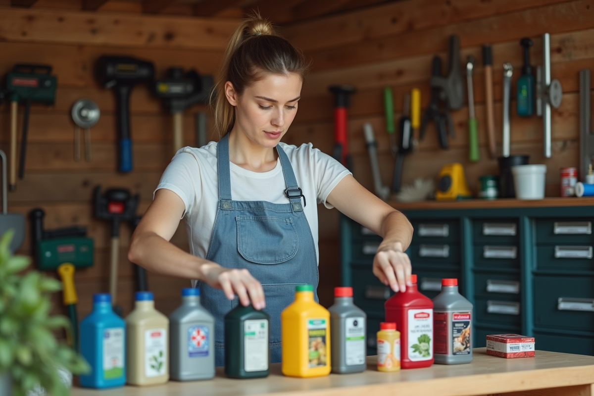 Femme triant des bouteilles d